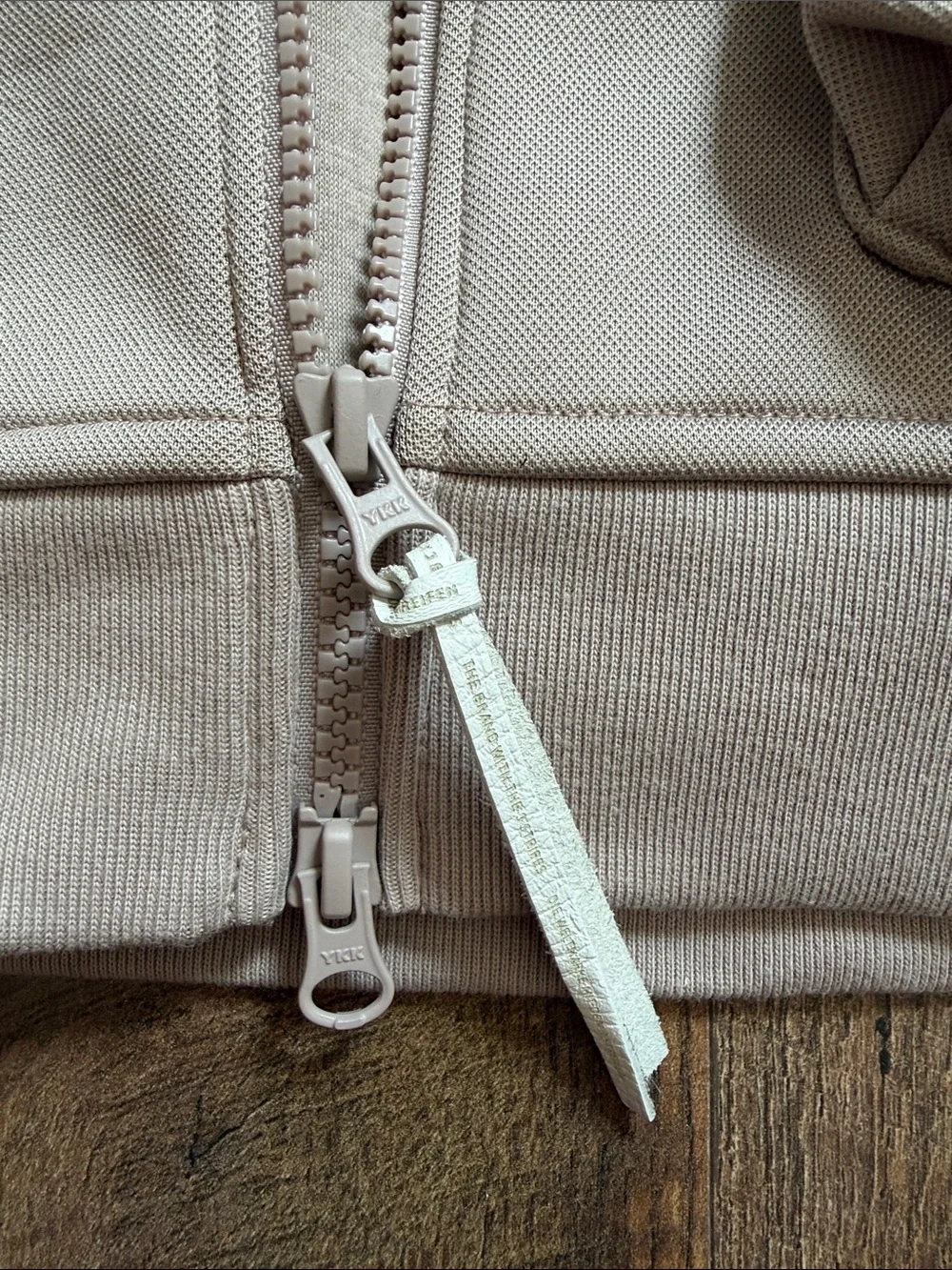 adidas beige bomber jacket with front flap pockets